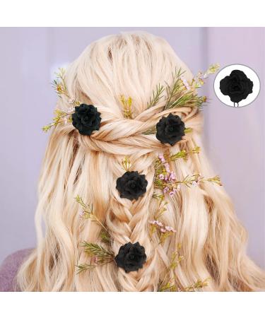 8 Pieces of Red Rose Flower Clips Flower Hair Clips Rose Hair Accessories Wedding Rose Hair Clips Handmade Rose Hair Clips Suitable for Parties Weddings Dances (Burgundy + Black) - Buy Online on GoSupps.com