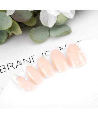 Sethexy Abstract Almond Shape False Nails | 24st Swirl Acrylic Press-On Nails for Women & Girls - White Pearl - Buy Online on GoSupps.com