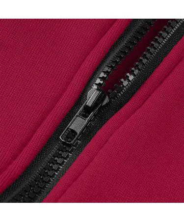 Bigfanshu Women's Sweatshirts Casual Zipper Patchwork Hooded Autumn Winter Warm Long Sleeve Loose Pullover Red - Buy Online on GoSupps.com