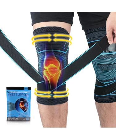 Beister 1 Pair Knee Compression Sleeves with Adjustable Straps for Men & Women Professional Knee Support Brace for Meniscus Tear Arthritis Sports Joint Pain Relief Running Basketball Style 2-b1au XL (Pack of 1)