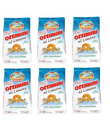 Divella Divella Ottimini al Limone Italian Lemon Shortbread Biscuits 400g 100% Italian Cookies - Pack of 6