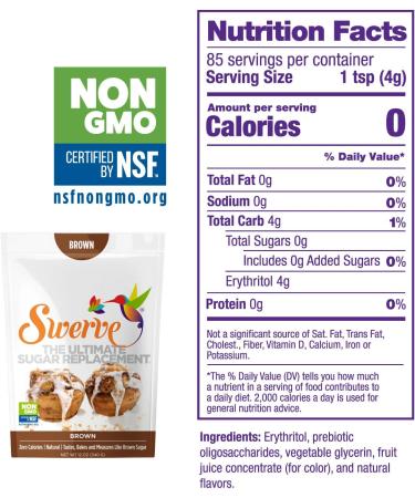 Swerve Sweets Brown Erythritol Sweetener 340 g Low Carb Non GMO Gluten Free Sugar Free - Buy Online on GoSupps.com