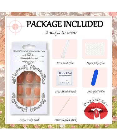 False Nails Short for Women 24Pcs Nude Pink Fake Nails Stick on Nails Press on Nails Removable Glue-on French Nails Tips with Nail Glue for Women Girls Nail Art Nude Pink Short - Buy Online on GoSupps.com
