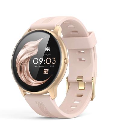 AGPTEK Smart Watch for Women Smartwatch for Android and iOS Phones IP68 Waterproof Activity Tracker with Full Touch Color Screen Heart Rate Monitor Pedometer Sleep Monitor Pink Rose gold case with pink band