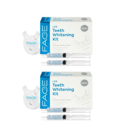 Face London 2 Pack Teeth Whitening Kit with LED Light and Up to 8 Shades of Stain Remover for Sensitive Teeth - Teeth Whitener - LED Teeth Whitening Kit - Gel