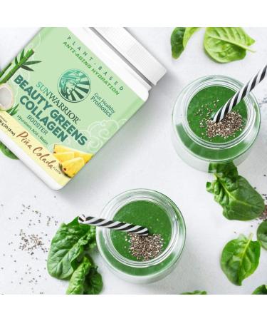 Sunwarrior Beauty Greens Collagen Booster - Pina Colada Flavor (10.58 oz) | Boost Your Skin - Buy Online on GoSupps.com