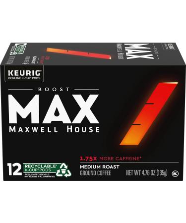 Maxwell House Max Boost Medium Roast K-Cup Pods - 1.75X Caffeine (72ct) - Coffee for Stronger Mornings - Buy Online on GoSupps.com