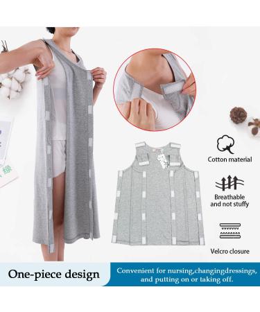 Post Shoulder Surgery Shirt - Snap Open Tearaway Cotton Tee for Chemo Dialysis & Rehab - Soft & Comfortable Carewear in Gray - Large - Buy Online on GoSupps.com