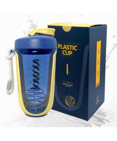 Qavi Protein Shaker Bottle - 590ml Yellow | Stainless Steel Mixing Ball | BPA-Free Tritan Material | Leakproof & Odourless - Buy Online on GoSupps.com