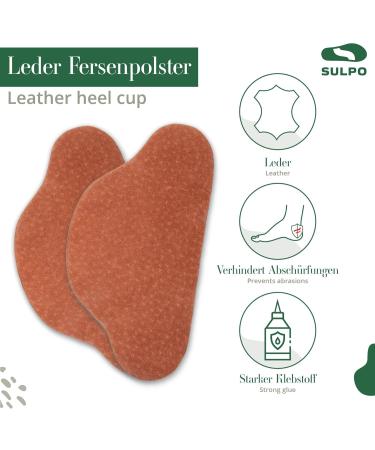 Sulpo 4 Pairs Real Leather Heel Cushions - Blister & Friction Protection Self-Adhesive Anti-Slip Heel Pads for Shoes - Shoe Repair in Cognac - Buy Online on GoSupps.com