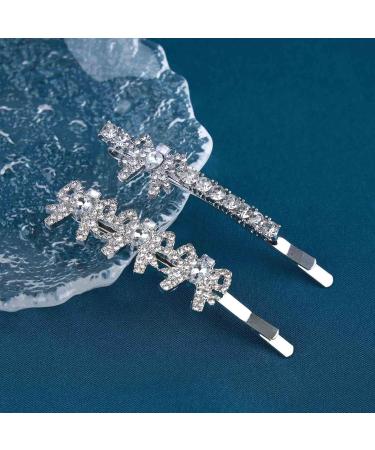 Yheakne Vintage Crystal Hair Clip Pin Silver Bow Rhinestone Hair Pins Clip Bridal Hair Clip Hair Pin Shiny Crystal Wedding Headwear Decorative Bobby Pins Metal Head Clip Hair Accessories 2 Pieces - Buy Online on GoSupps.com