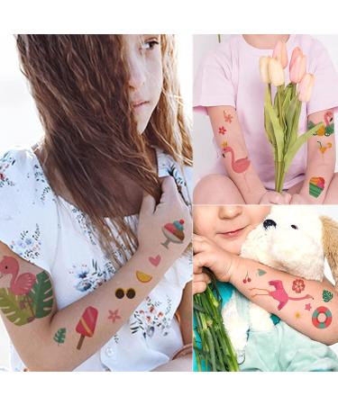 Flamingos Temporary Tattoos Stickers - 250 Pink Love Ice Cream & Summer Styles - Kids Makeup Party Supplies - Buy Online on GoSupps.com