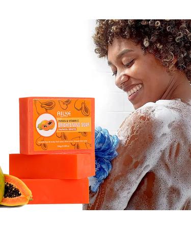  AILKE BOOST LUSTER AILKE Papaya & Vitamin C Brightening Soap Bar Whitening Smooth Skin Reduce Dark Spots Clean Stains Uneven Skin Tone Body Wash for Face and Body 150g (Pack of 1) - Buy Online on GoSupps.com
