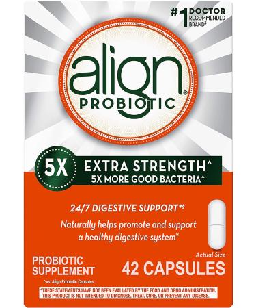 Align Probiotic Extra Strength, Probiotics for Women and Men, #1 Doctor Recommended Brand, 5X More Good Bacteria to Help Support a Healthy Digestive System, 42 Capsules Extra Strength Probiotic - 42 Capsules