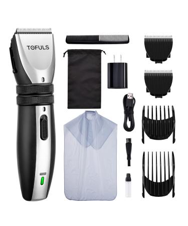 Hair Clippers for Men- Rechargeable Hair Cutting Kit, Cordless Mens Hair Clippers for Hair Cutting, Waterproof Electric Hair Trimmer with Men's Grooming Kit, Professional Barber Kit with Extra Blade Silver