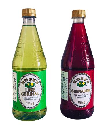 Dcross International Value Pack Bundle Set 2 Packs of Rose's Flavors Different Flavors 739 ml Each Lime Cordial and Grenadine. Sold and Ship by Dcross Only Within 24 Hours After Order Placement.