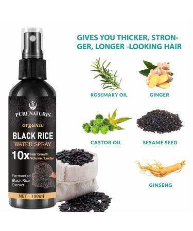 Castor Oil Ginger Rice Water Hair Growth Serum - Leave-In Spray for Thicker Fuller Hair - 3.5 fl oz - Effective for Hair Loss & Repair - Buy Online on GoSupps.com