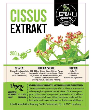 Cissus Quadrangularis Extract 250g Powder - 40% Ketosterone No Additives | Premium Quality & Fast International Shipping - Buy Online on GoSupps.com