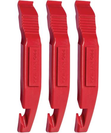 PRO BIKE TOOL Bike Tire Levers 3 Pack - Strong & Long Lasting Tire Removal Tool for Road or Mountain Bike Tires (MTB) - Bicycle Tire Lever for Repair & Replacement of Flat Tires Red