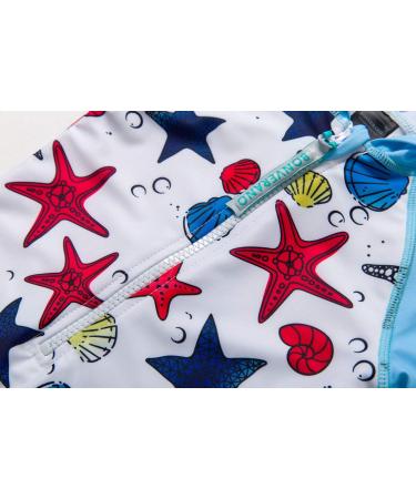 BONVERANO Baby Boys Swimsuit UPF 50+ Toddler Bathing Suit | Blue Star Full-Zip Hoodie One Piece Swimwear | 3-6 Months - Buy Online on GoSupps.com