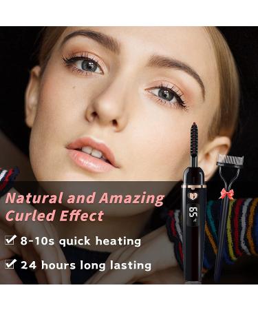 URSOBTF Heated Eyelash Curler | Rechargeable Electric Lash Curler for Long-Lasting Natural Curls & Makeup Enhancement - Black - Buy Online on GoSupps.com