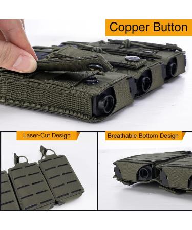 Idogear Molle Magazine Bag | Triple Tactical Magazine Pockets for M4 M14 M16 AR-15 5.56mm - Ranger Green - Buy Online on GoSupps.com