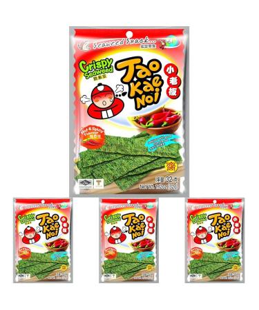 Tao Kae Noi Crispy Seaweed Snack Hot & Spicy snack d'algues pic et piquant 32 g (Lot de 4)