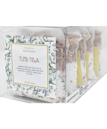 Tub Tea Natural & Organic Floral with Bath Salts- Handmade Herbal Soak for Relaxation & Muscle Relief! Self Soothing Bath Treatment! These Tub Tea Herbal Bath Bags Make Great Gifts! (Gift Pack of 5)