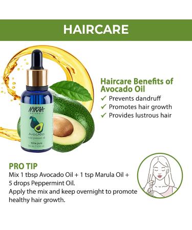 Nykaa Naturals Avocado Oil - 100% Pure Cold Pressed Hair & Face Oil for Growth Dandruff & Acne Relief - 1.01 oz - Buy Online on GoSupps.com