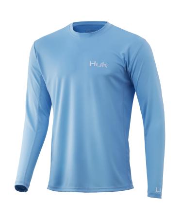 HUK Men's Icon X Long Sleeve Fishing Shirt with Sun Protection Baltic Sea Large