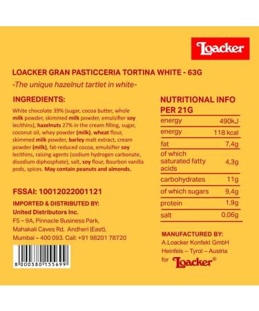 LOACKER Gran Pasticceria Tortina White 3 x 21g - Buy Online on GoSupps.com