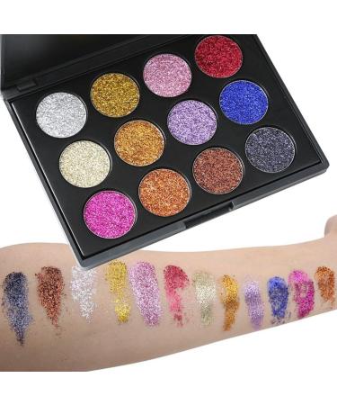 Jojomis 12 Colors Glitter Makeup Eyeshadow Palette Eye Shadow Shade Pressed Powder - Buy Online on GoSupps.com