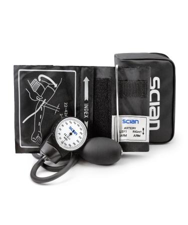SCINA Manual blood pressure monitor-aneroid sphygmomanometer with D-ring universal cuff 22-42 cm carrying bag for nurses doctors seniors adults (black)