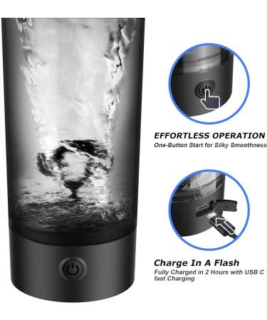 Cholas Premium Electric Protein Shaker Bottle - 600ml Portable Mixer for Gym Cocktails & Smoothies - BPA-Free Dark Black - Buy Online on GoSupps.com