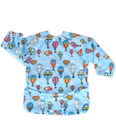 Luxja Baby Waterproof Sleeved Bib Long Sleeve Bib for Toddler (6-24 Months) (1 Sleeved bib hot air Balloon) One Size hot air balloon