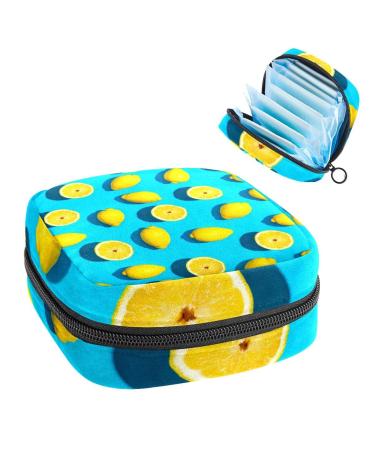 Women's bonds Storage pockets Stillpad Waller Summer Yellow Lemon Pattern Blue Portable Period Kit Bag Feminine product bag for women girls color1