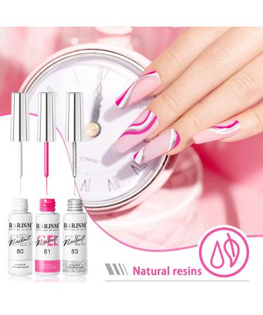 RARJSM Gel Liner Nail Art Polish Set - 6pcs Black White Pink Red Glitter Silver Gold 8ml - Soak off, Curing, Thin Brush - Home Salon DIY - Buy Online on GoSupps.com