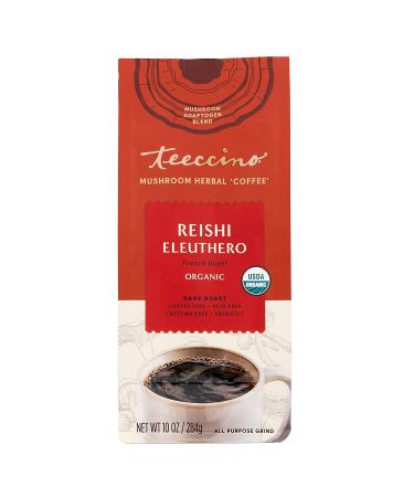 Teeccino Mushroom Herbal Coffee - Reishi & Eleuthero Dark Roast, Caffeine Free, 10 oz - Buy Online on GoSupps.com