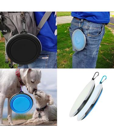 Foldable Travel Dog Bowls - 2 Pack with Lids & Hooks | Safe Silicone Feeding Bowls for Dogs & Cats | 1000ml Blue & Black for Hiking & Camping - Buy Online on GoSupps.com
