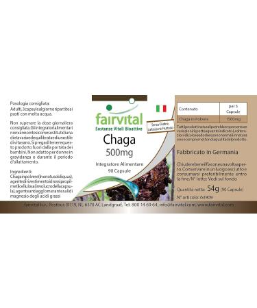 Fairvital | Chaga 500mg VEGAN - High dosed - 90 capsules - Inonotus obliquus - mushroom powder - Buy Online on GoSupps.com