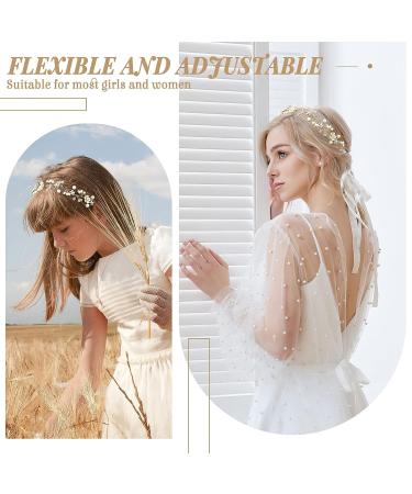 3-Piece Pearl Bridal Headband Set - Rhinestone Princess Crown Hair Accessory for Flower Girl - Gold Vine Hair Band for Wedding - Buy Online on GoSupps.com
