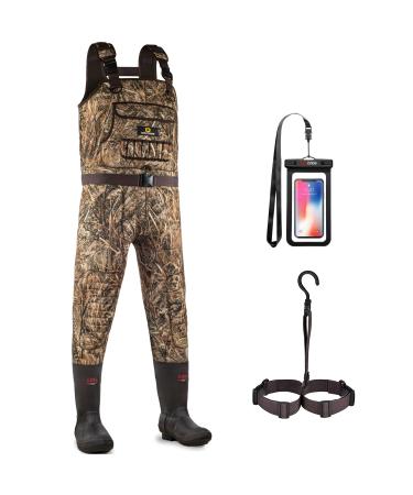 DRYCODE Chest Waders, Neoprene Waders for Men with 600G Boots, Waterproof Insulated Camo Duck Hunting Waders, Wader for Women 12 Reel Reed