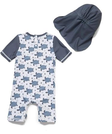 BONVERANO Baby Boys Swimsuit - Toddler Bathing Suit with UPF 50+ Sun Protection | Short-Sleeve Zipper One Piece Swimwear | 2-3 Years, Grey Turtle - Buy Online on GoSupps.com