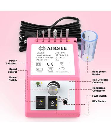 Professional Electric Nail Drill Machine - 20000 RPM Efile Manicure Tools with 11 Drill Bits and 56 Sanding Bands - Salon Quality Supplies for Acrylic Nails - Pink - Buy Online on GoSupps.com