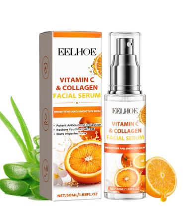 Vitamin C Serum with Collagen Vitamin C Serum for Face Vitamin C Serum Natural Anti Aging & Wrinkle Facial Serum Vitamin C Collagen Serum Brightening Serum Improve Dull Tired Skin 50ml