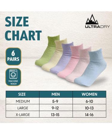 UltraDry Diabetic Socks - 6 Pairs Non-Binding Neuropathy Socks for Men and Women - Pastels Ankle Medium - Buy Online on GoSupps.com