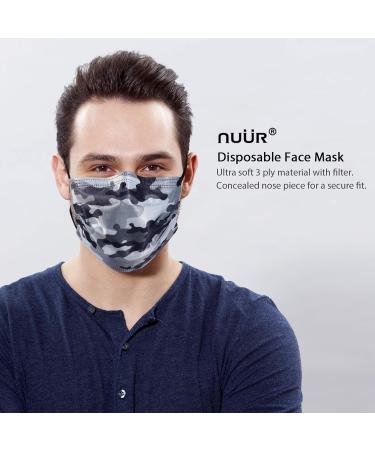 NU R Disposable Face Mask 3Ply Mask with Filter Layer and Elastic Earloop Retail 50pcs/box CAMO 50PCS - Buy Online on GoSupps.com