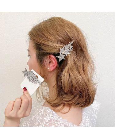 4 Pack Rhinestone Five-Pointed Star Hair Clips - Gold & Silver Hair Barrettes for Girls and Women - Buy Online on GoSupps.com