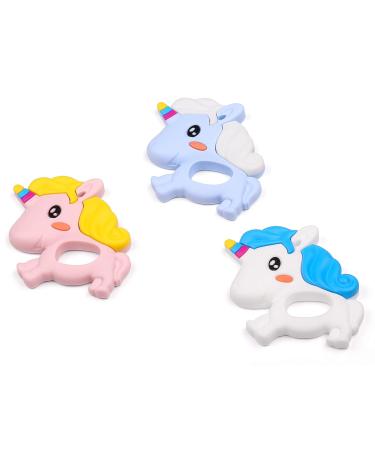 PREMYO Unicorn Teething Ring - BPA Free Silicone Baby Teething Aid - Cooling Relief for Teething Pain - Soft & Safe - Pink - Buy Online on GoSupps.com