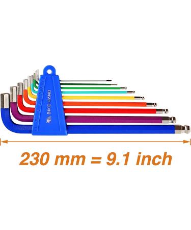 BIKEHAND Heavy Duty Bike Bicycle Hex Allen Wrench Set - 9 Pieces - Long Arm Ball End - Colored 1.5-10mm - Buy Online on GoSupps.com